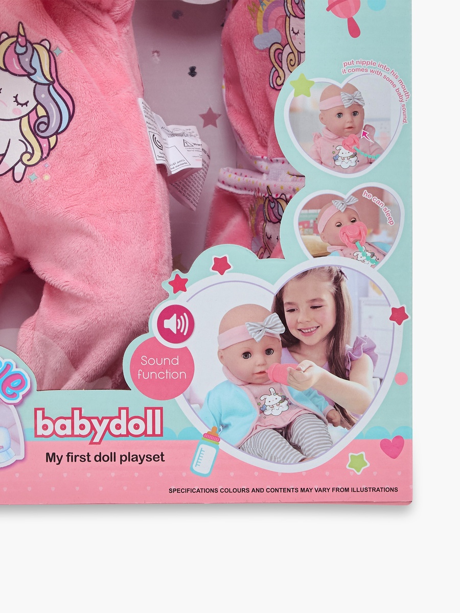 Unicorn Print Baby Doll Playset - 35 cm
