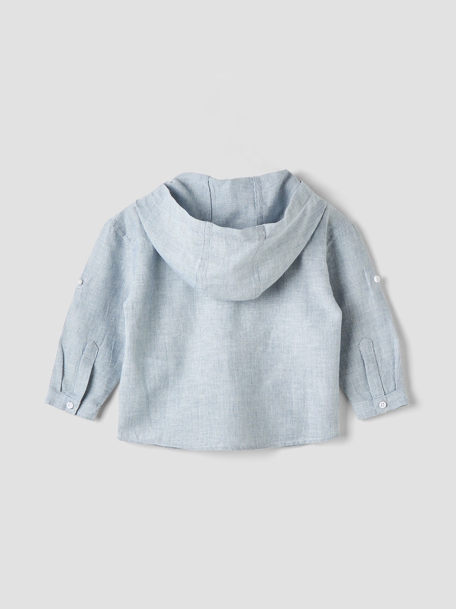 Hooded Shirt with Stripes and Long Sleeves