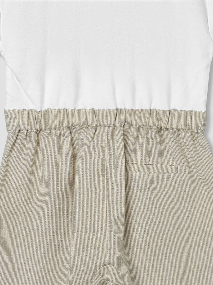 Henley Neck Short Sleeves Romper with Star Embroidered