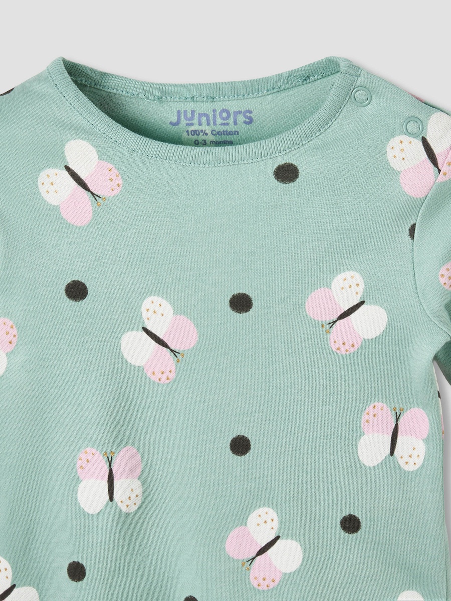 Set of 2 Cotton Long Sleeve Pyjama Set with Butterfly Print