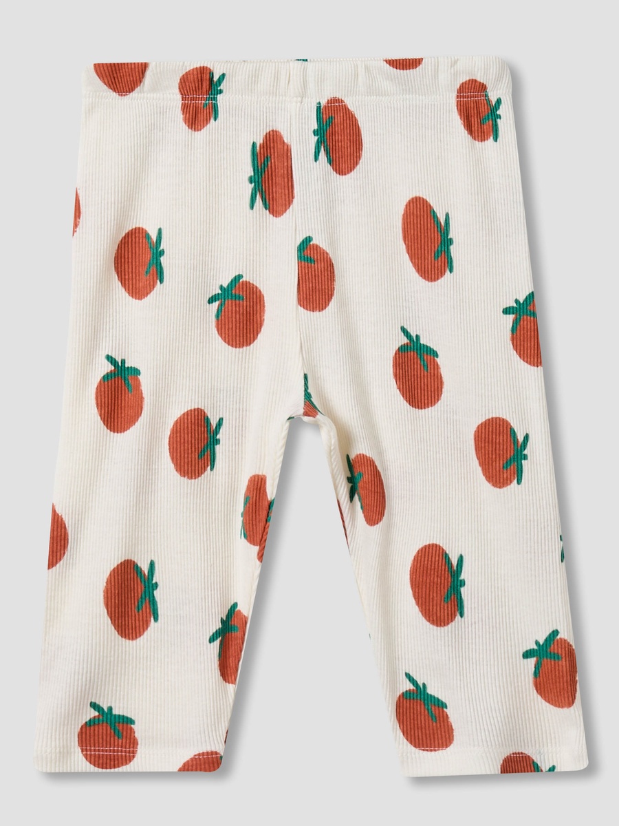 Cotton Round Neck Long Sleeves Pyjama Set with Tomato Print