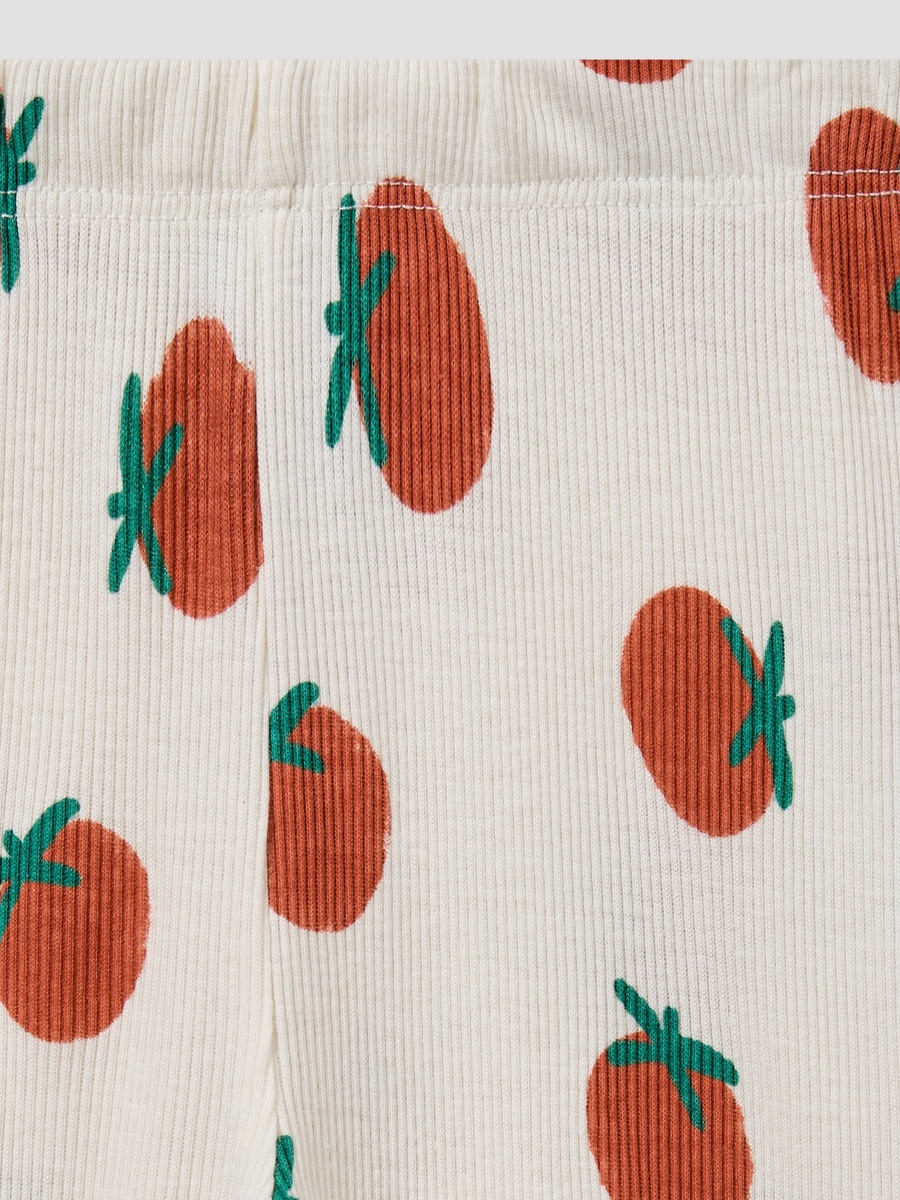 Cotton Round Neck Long Sleeves Pyjama Set with Tomato Print