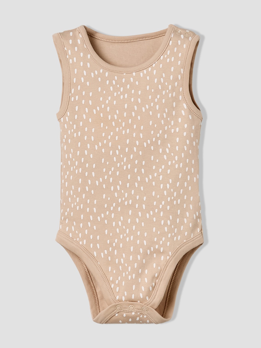 Pack of 5 Cotton Round Neck Sleeveless Bodysuit with Giraffe Print