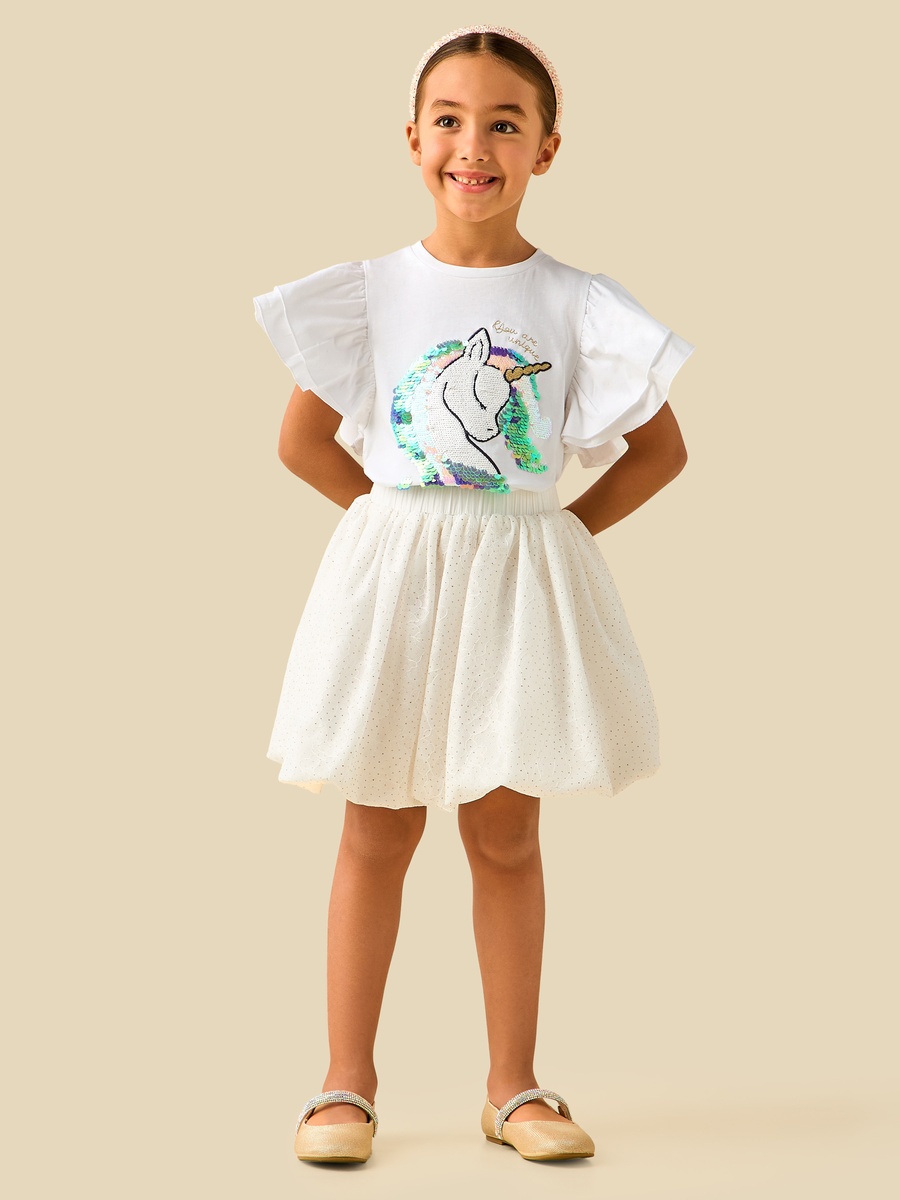 Knee Length Skirt with Glitter Embellishment