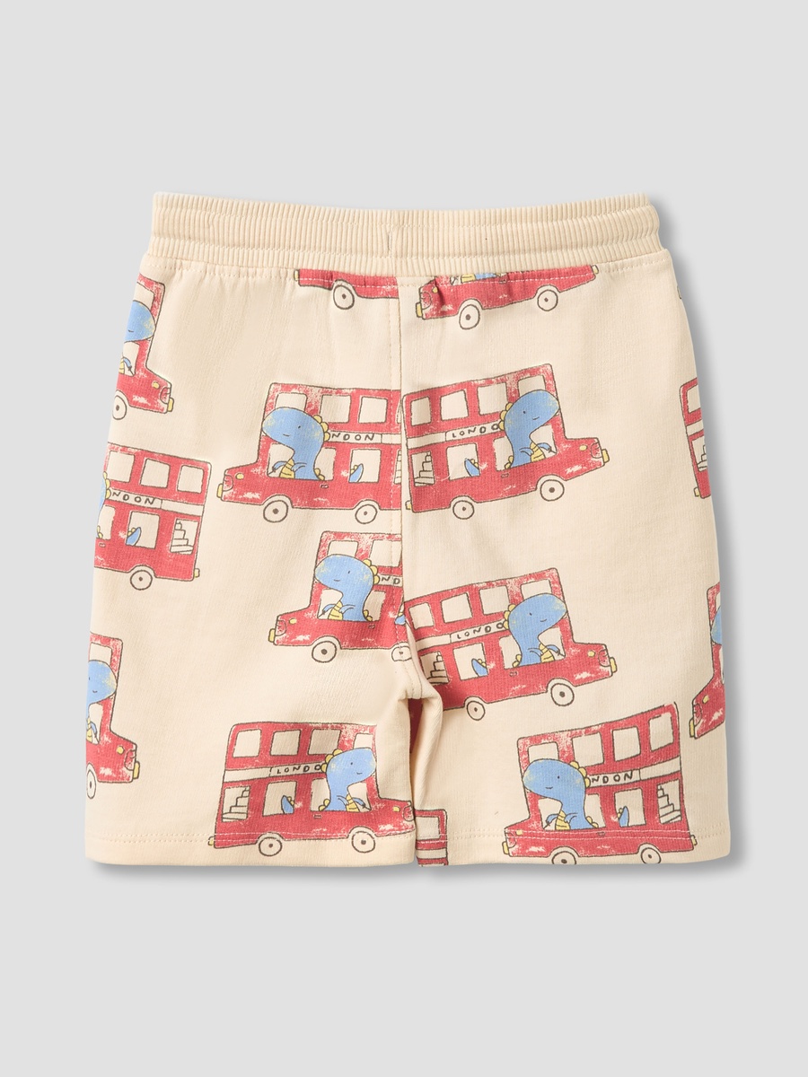 Drawstring Waist Shorts with Dinosaur Print
