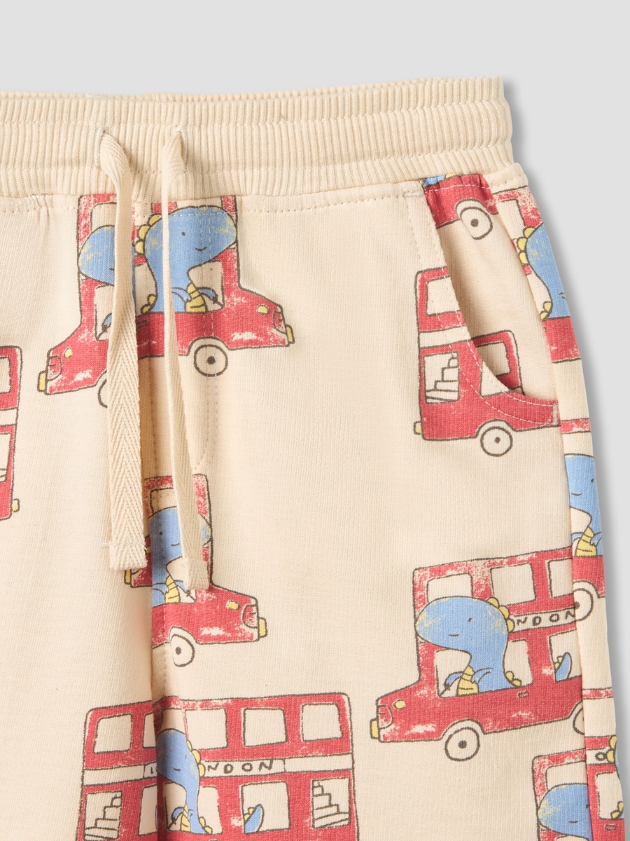 Drawstring Waist Shorts with Dinosaur Print