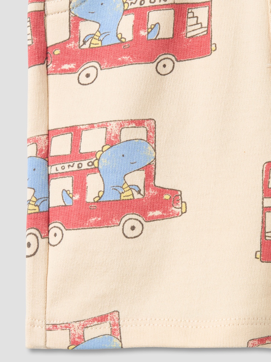 Drawstring Waist Shorts with Dinosaur Print