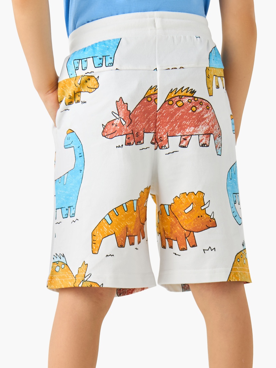 Drawstring Waist Shorts with Dinosaur Print