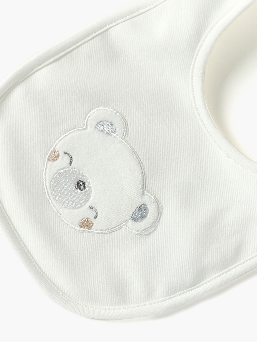 Bear Applique Bib with Snap Button Closure