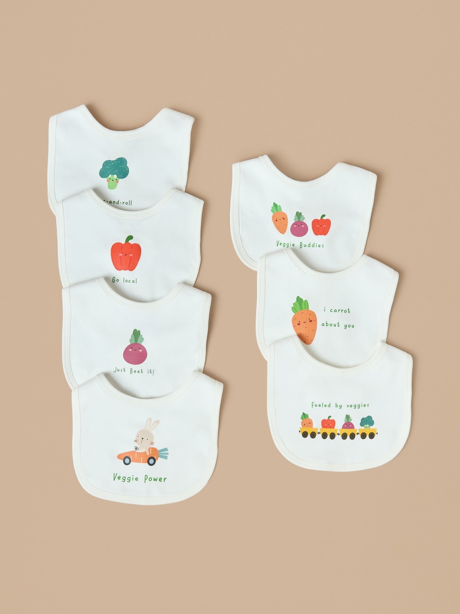 Vegetable Print Bib - Set of 7