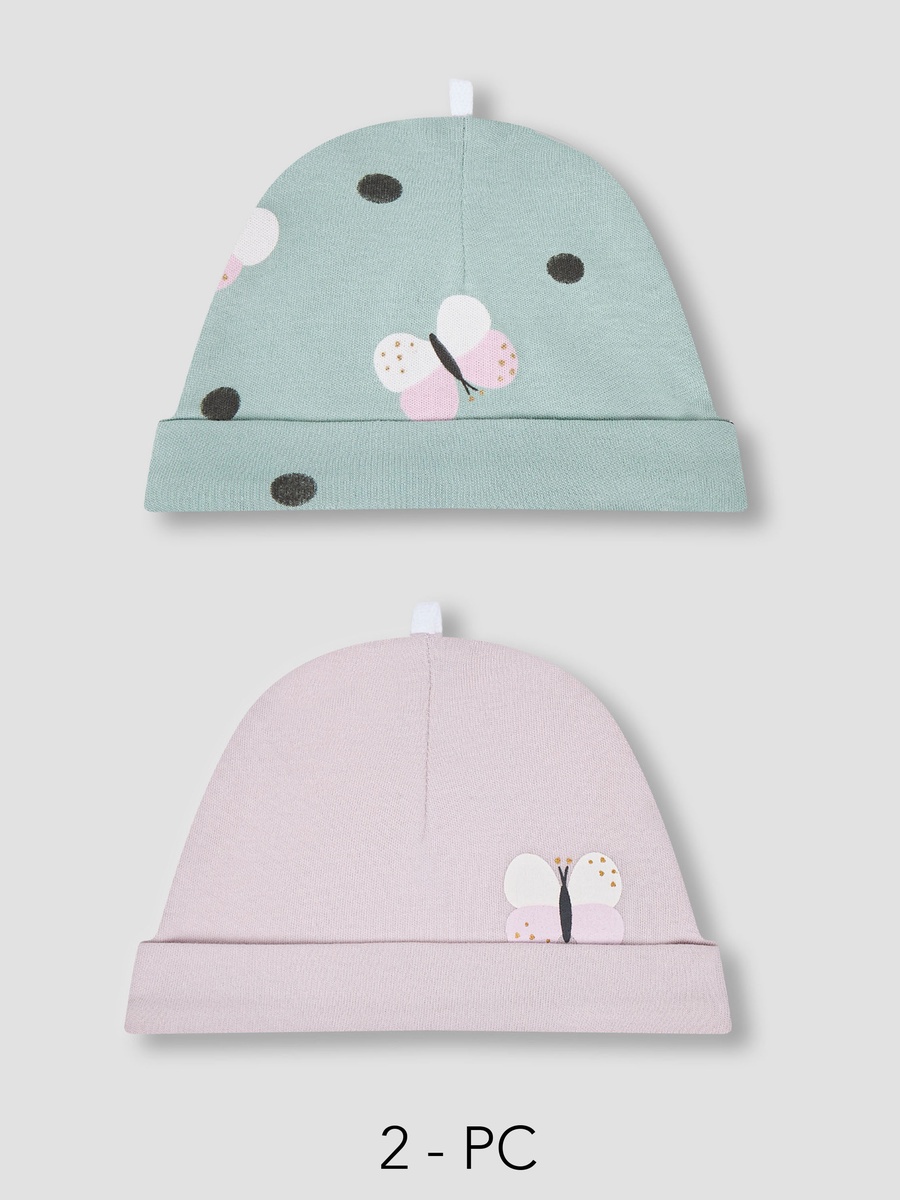 Pack of 2 Cap with Butterfly Print