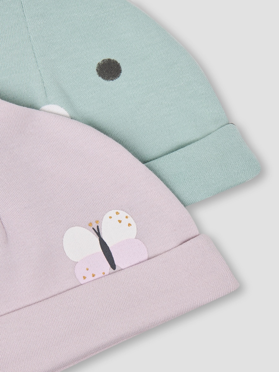 Pack of 2 Cap with Butterfly Print