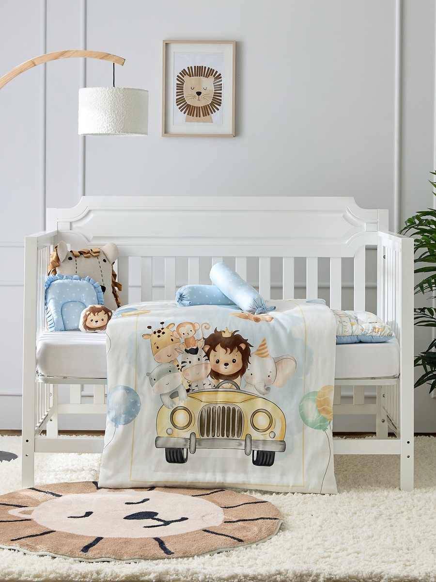 Fancy Fluff Safari Print 6-Piece Baby Bed Set - 58x84 cm