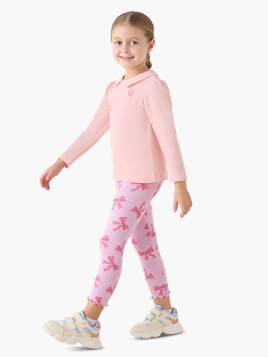 Polo Neck Long Sleeves T-Shirt with Butterfly Embroidery