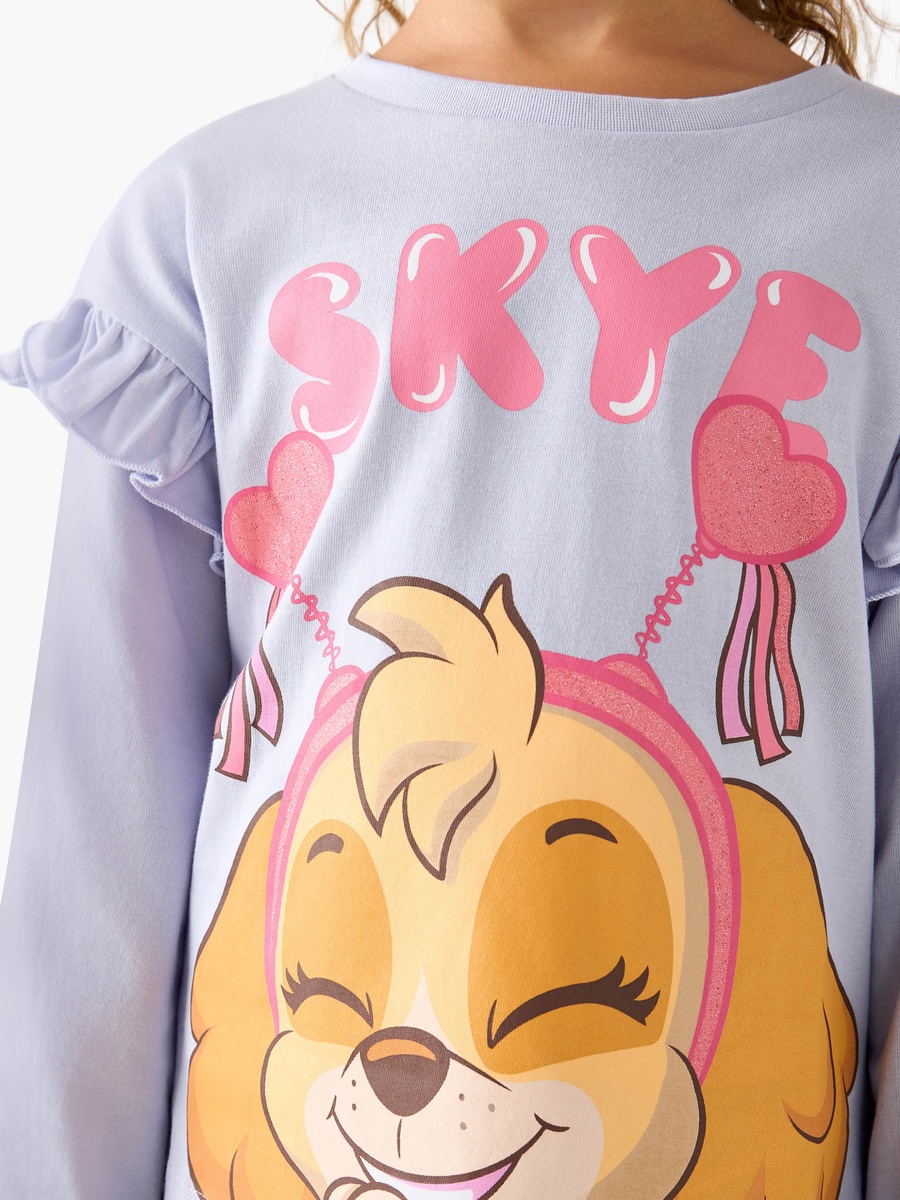 Crew Neck Long Sleeves T-Shirt with Skye Print