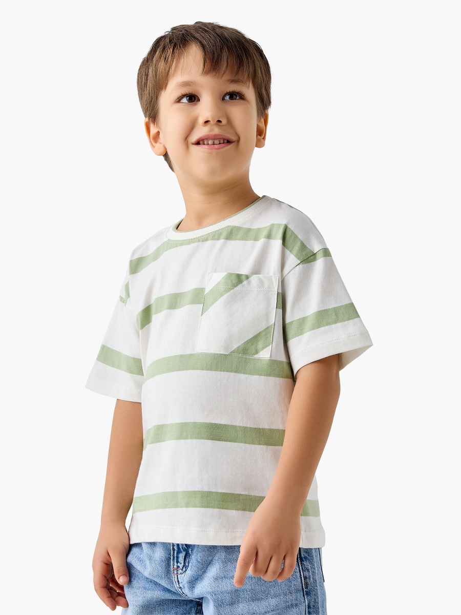 Crew Neck Short Sleeves T-Shirt with Stripes
