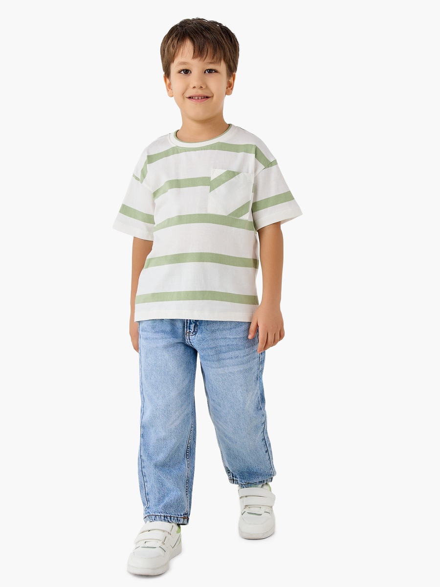 Crew Neck Short Sleeves T-Shirt with Stripes
