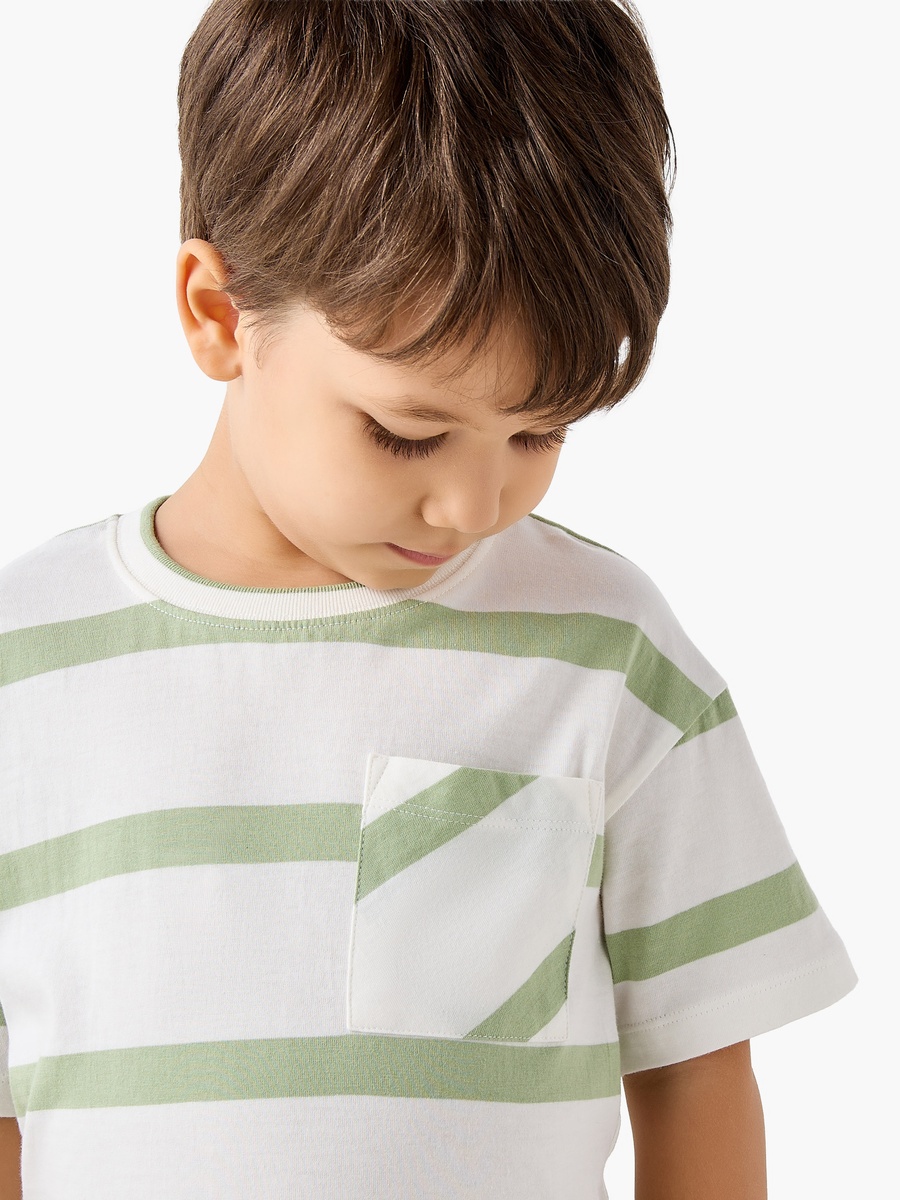 Crew Neck Short Sleeves T-Shirt with Stripes