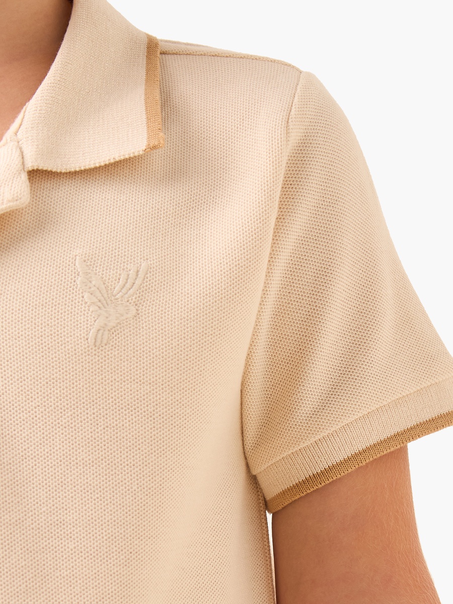 Collared Short Sleeve T-Shirt with Texture