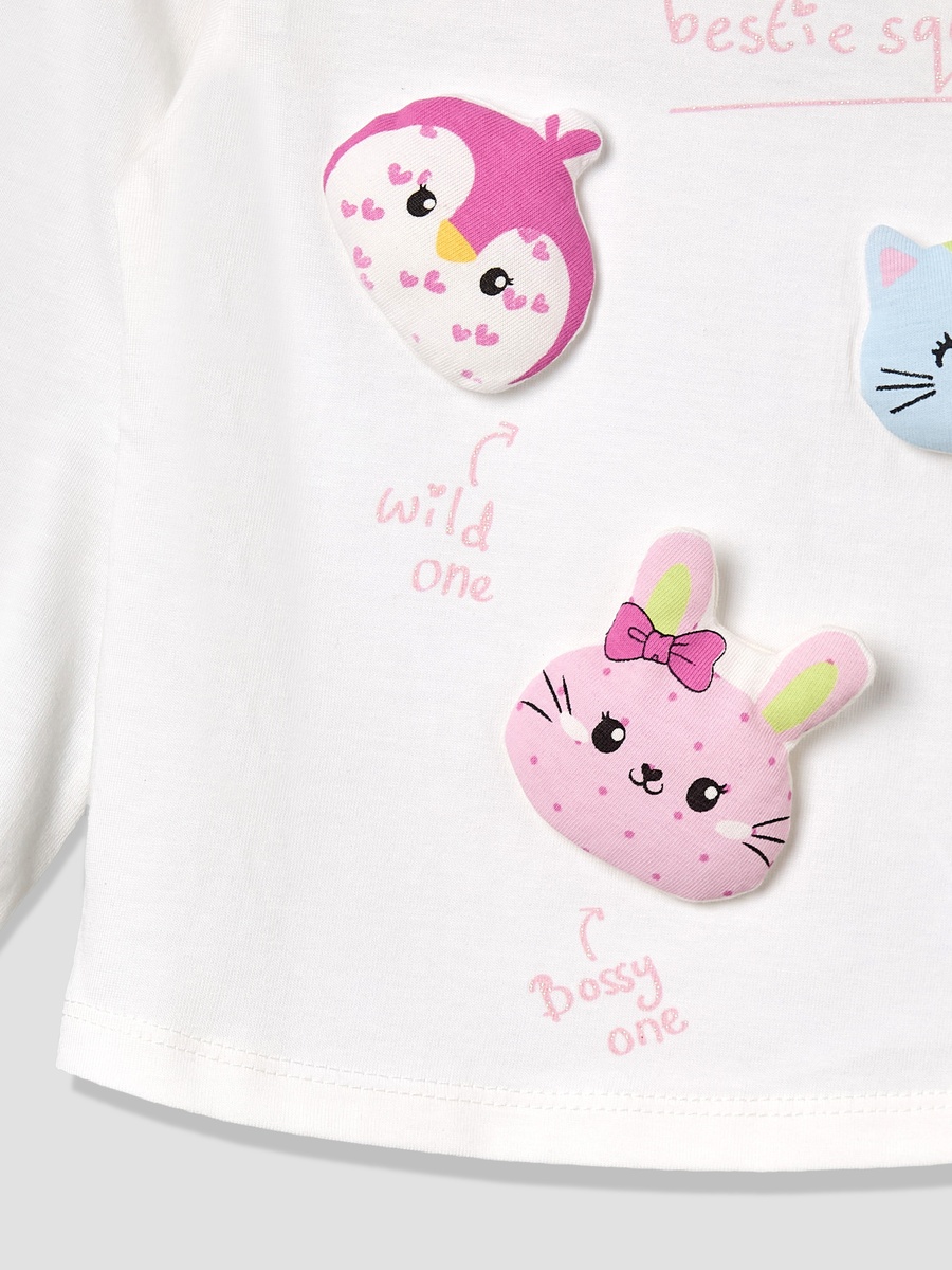 Pack of 2 Crew Neck Long Sleeves T-Shirt with Applique Detail