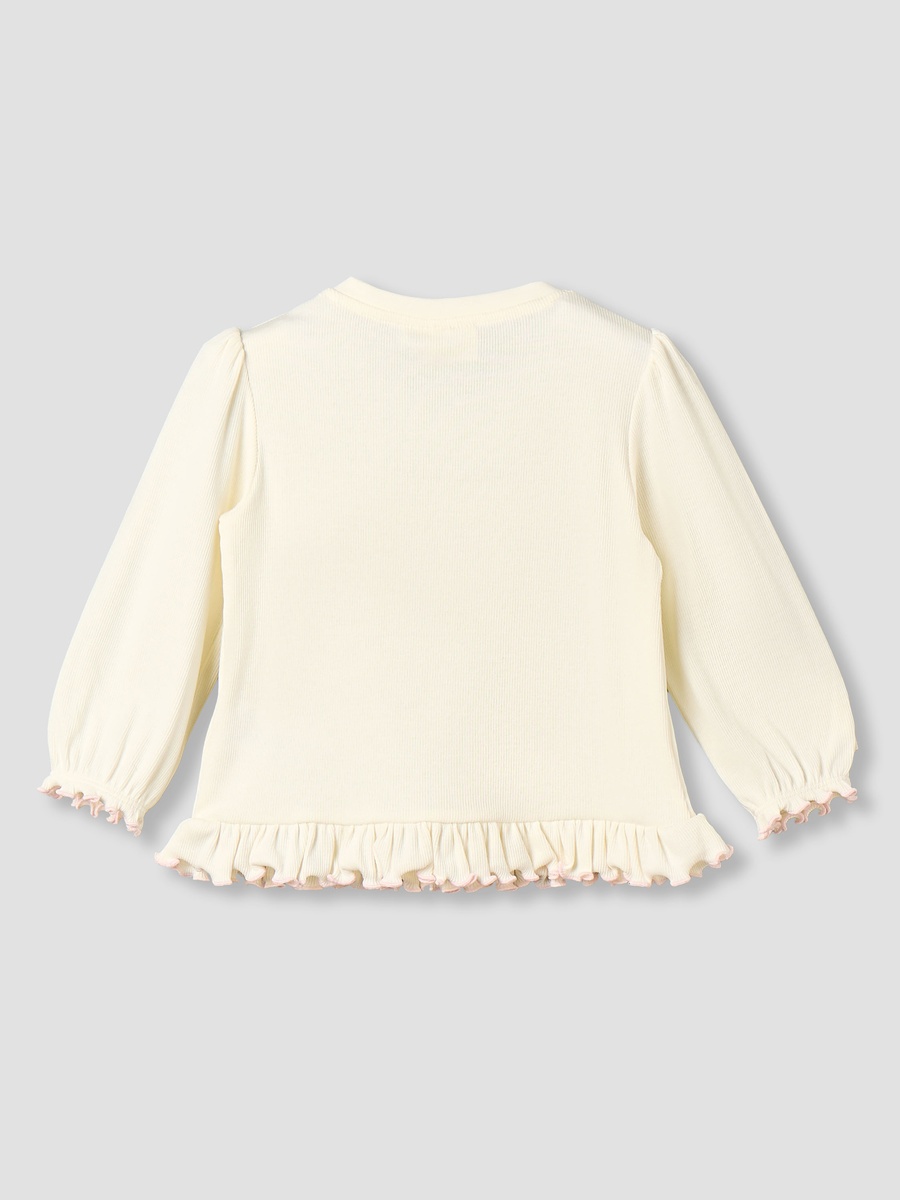 Crew Neck Long Sleeves T-Shirt with Heart Applique