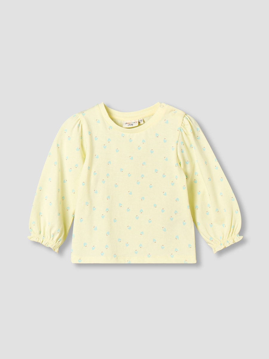 Round Neck Long Sleeves T-Shirt with Heart Print