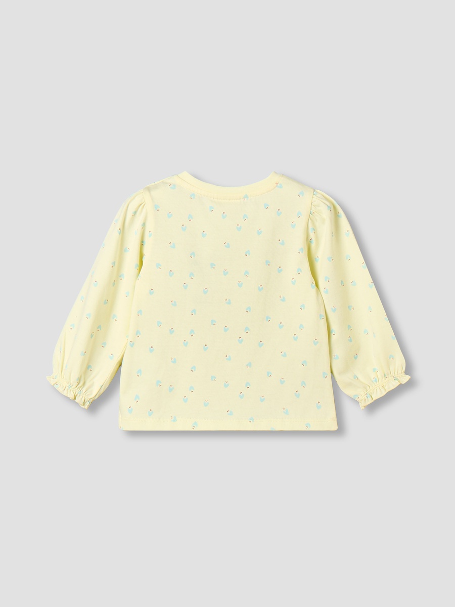 Round Neck Long Sleeves T-Shirt with Heart Print