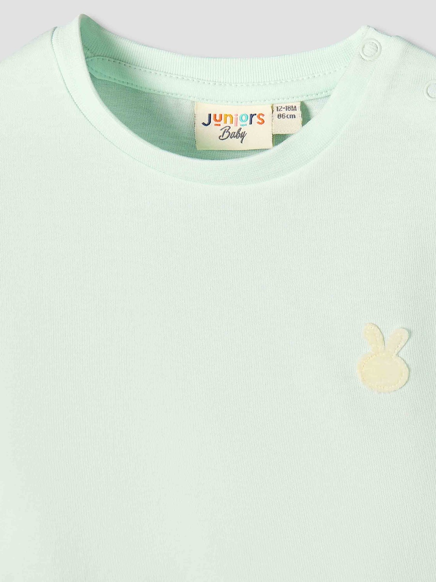 Crew Neck Long Sleeves T-Shirt with Ruffle Trim