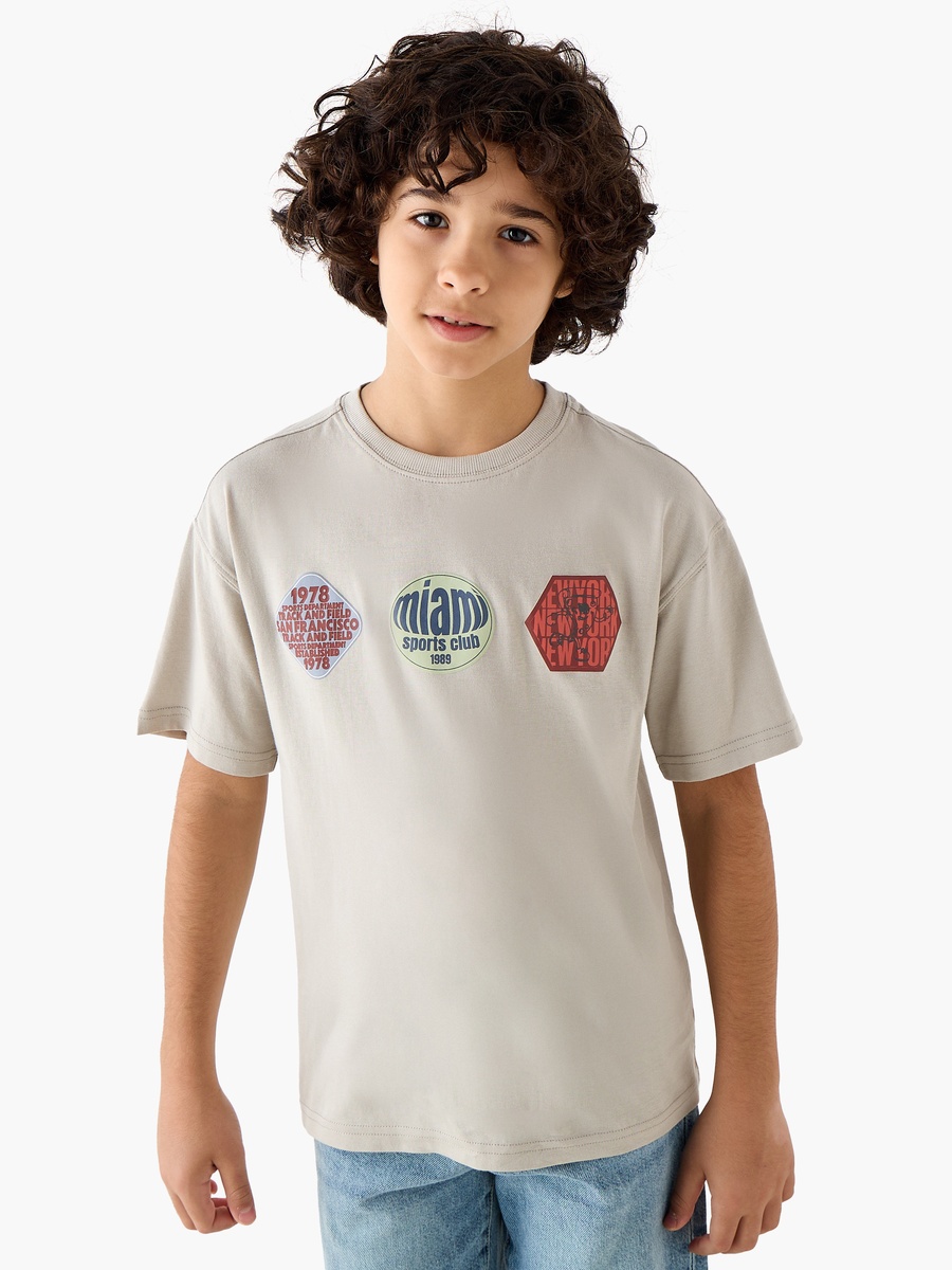 Crew Neck Short Sleeve T-Shirt with Print