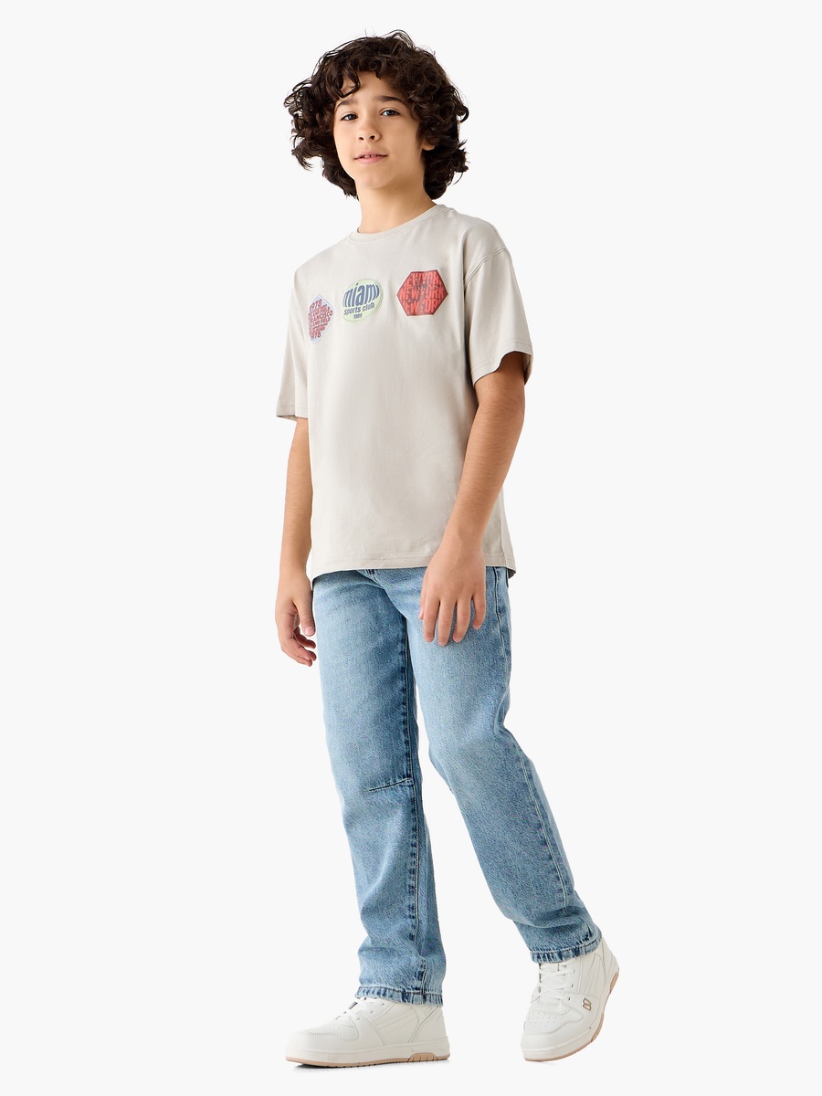 Crew Neck Short Sleeve T-Shirt with Print