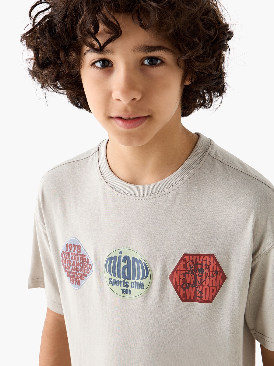 Crew Neck Short Sleeve T-Shirt with Print