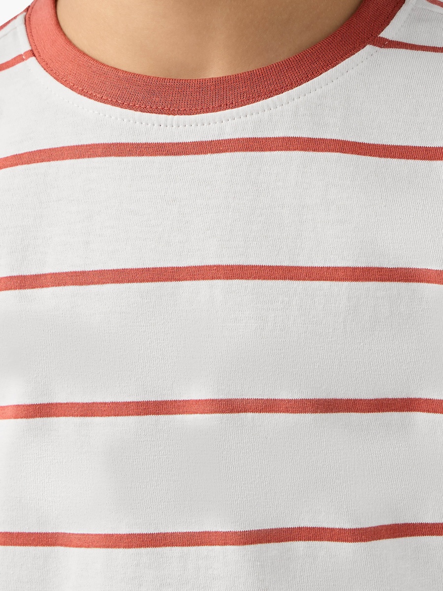 Crew Neck Short Sleeve T-Shirt with Stripes