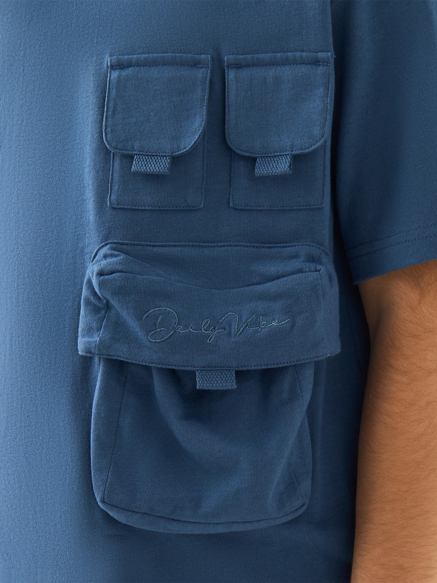 Crew Neck Short Sleeves T-Shirt with Pockets