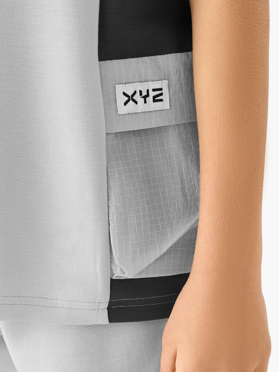 Crew Neck Short Sleeves T-Shirt with Panel Detail