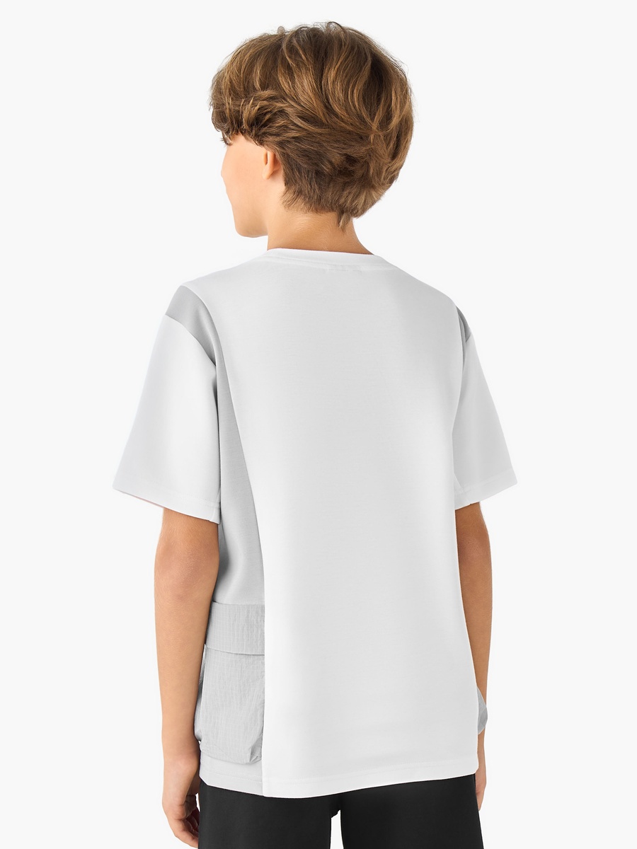 Crew Neck Short Sleeves T-Shirt with Panel Detail