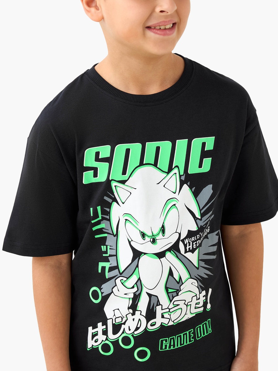 Crew Neck Short Sleeve T-Shirt with Sonic Print