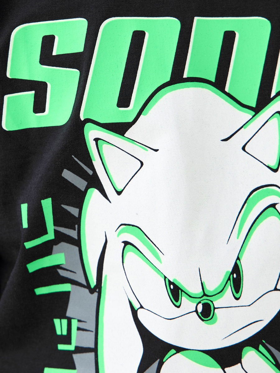 Crew Neck Short Sleeve T-Shirt with Sonic Print