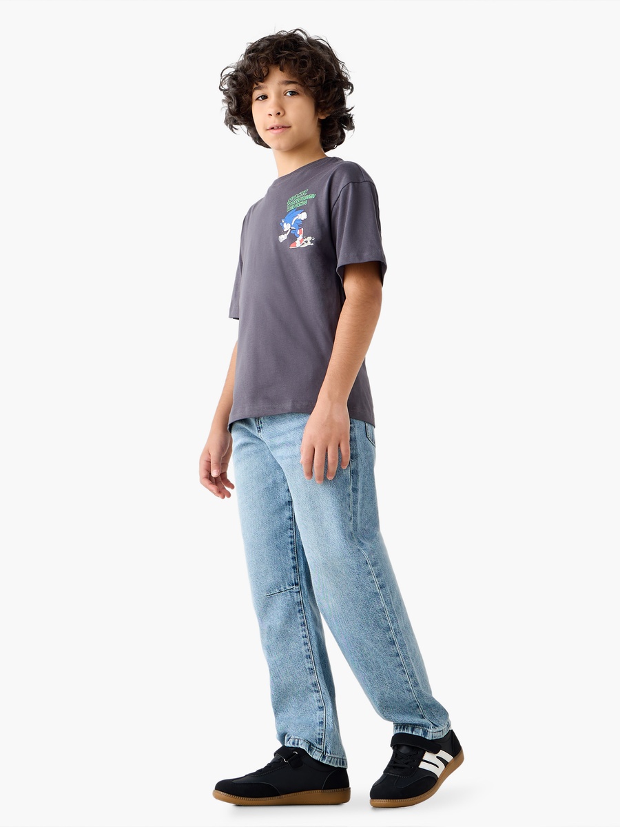 Crew Neck Short Sleeve T-Shirt with Sonic Print