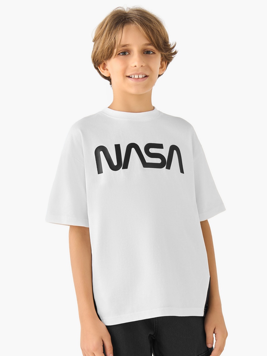 Crew Neck Short Sleeves T-Shirt with Typographic Print