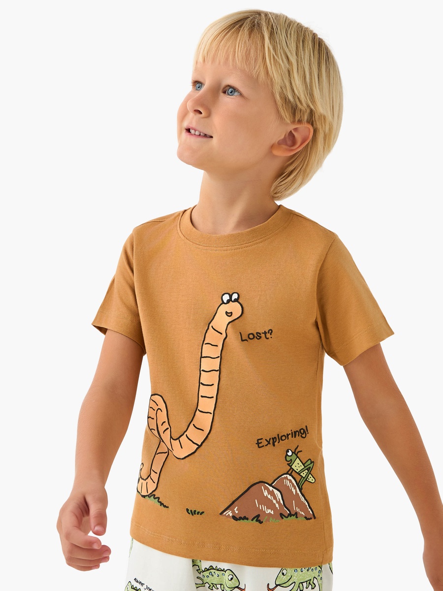 Set of 3 Crew Neck Short Sleeves T-Shirt and Shorts Set with Animal Print