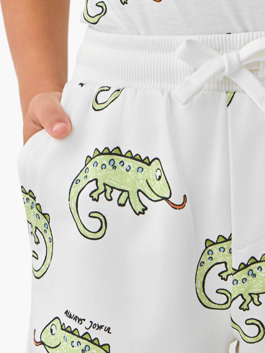 Set of 3 Crew Neck Short Sleeves T-Shirt and Shorts Set with Animal Print