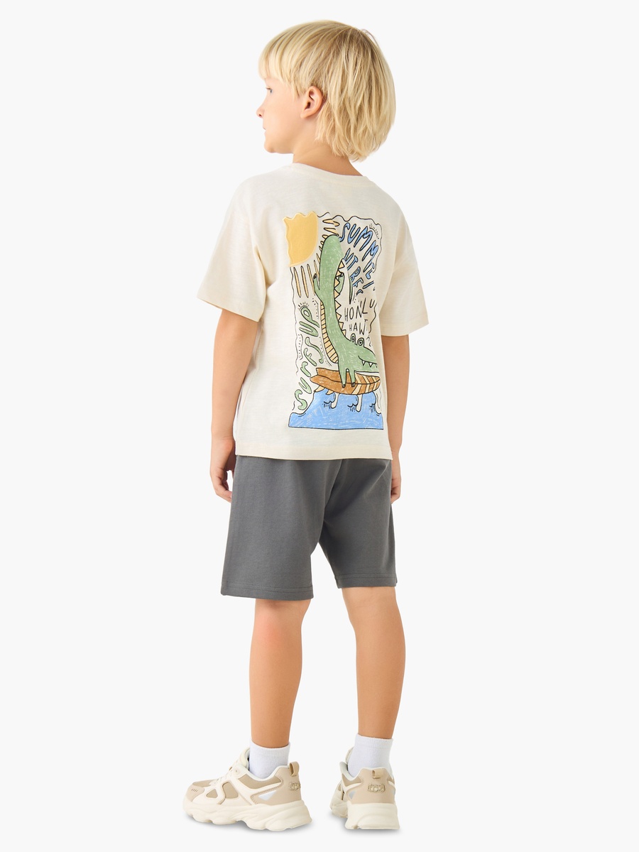 Crew Neck Short Sleeves T-Shirt and Shorts Set with Drawstring Closure