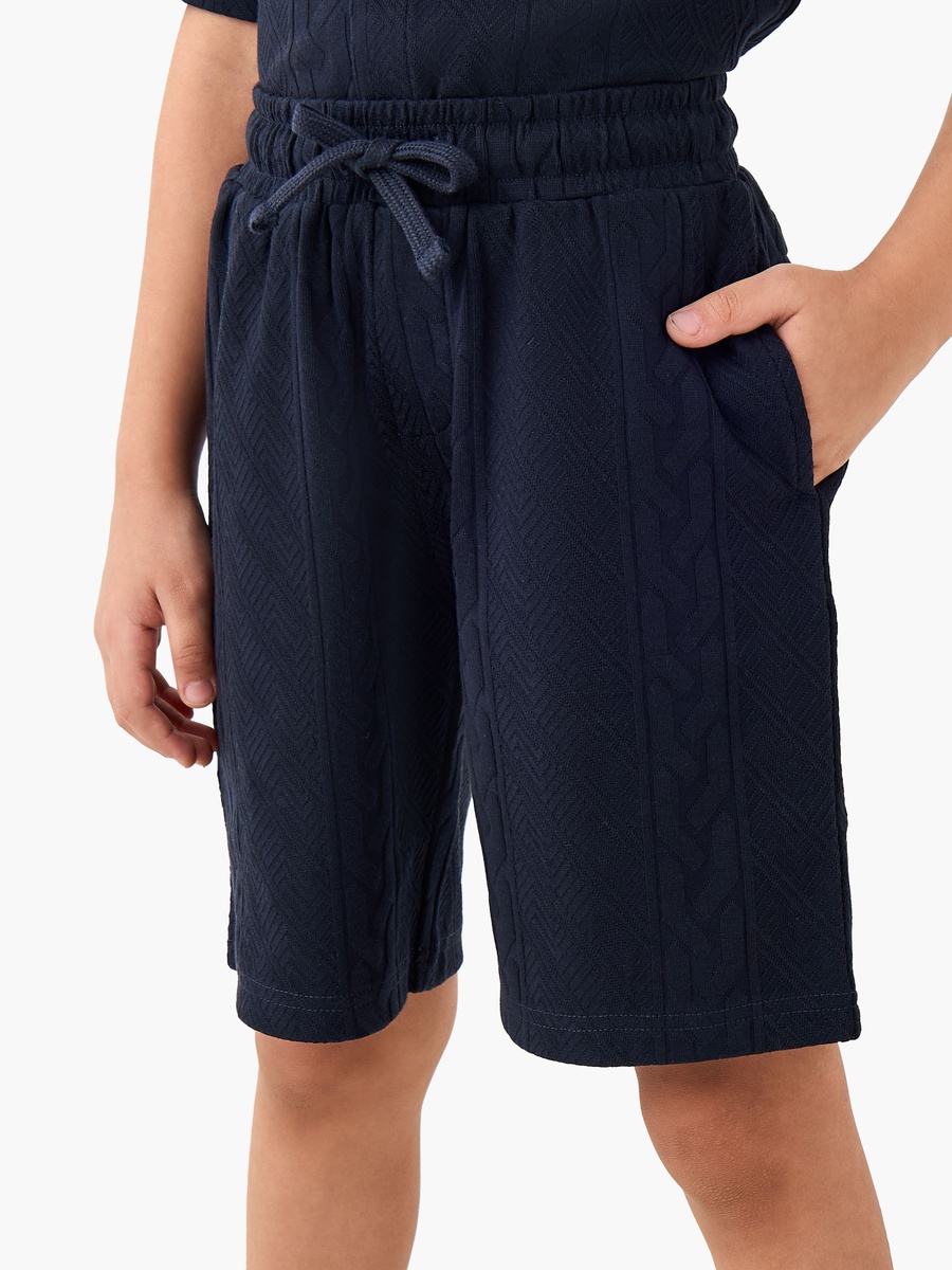 Cotton Shirt and Shorts Set with Textured Detail