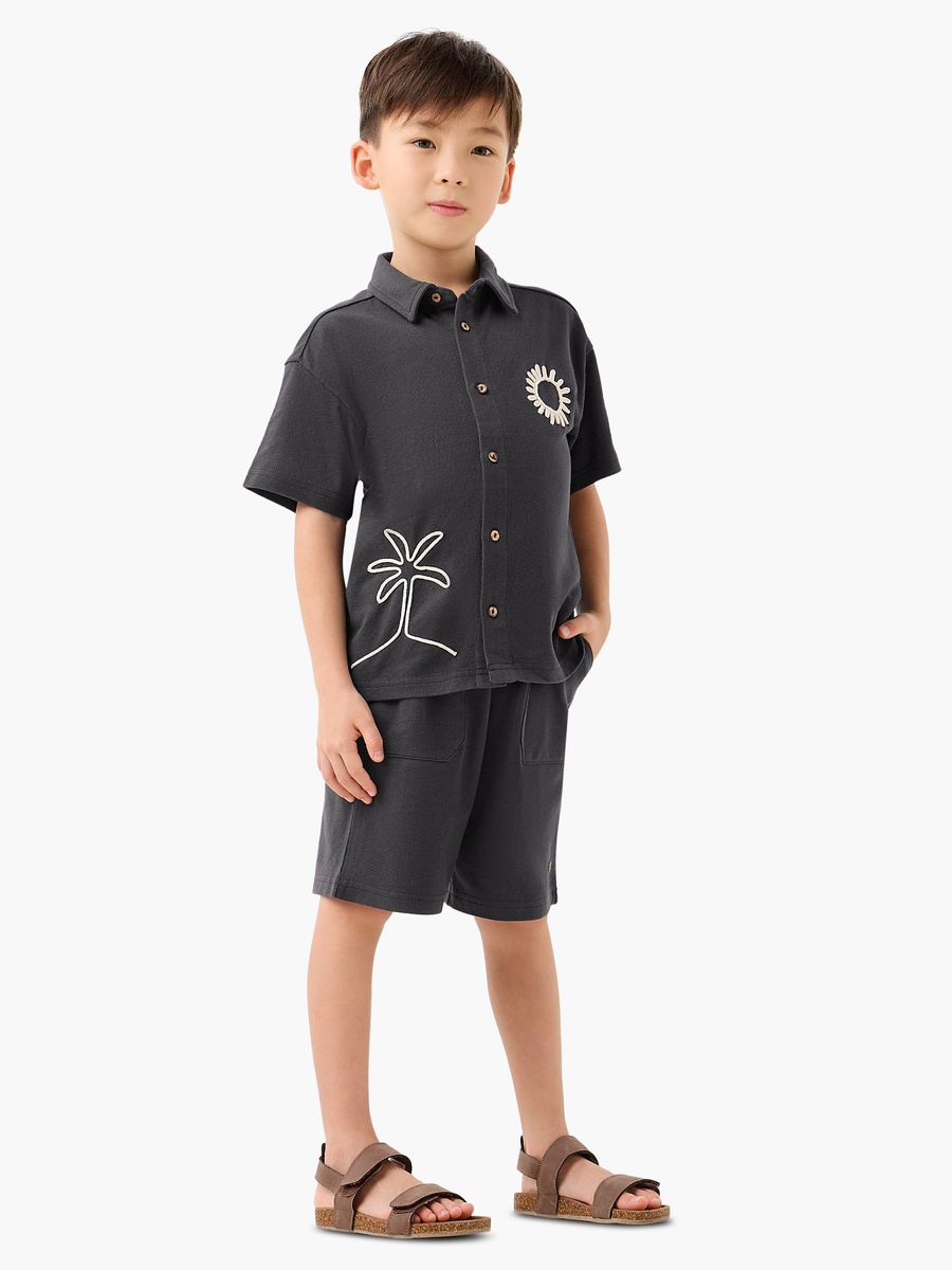 Cotton Shirt and Shorts Set with Embroidery