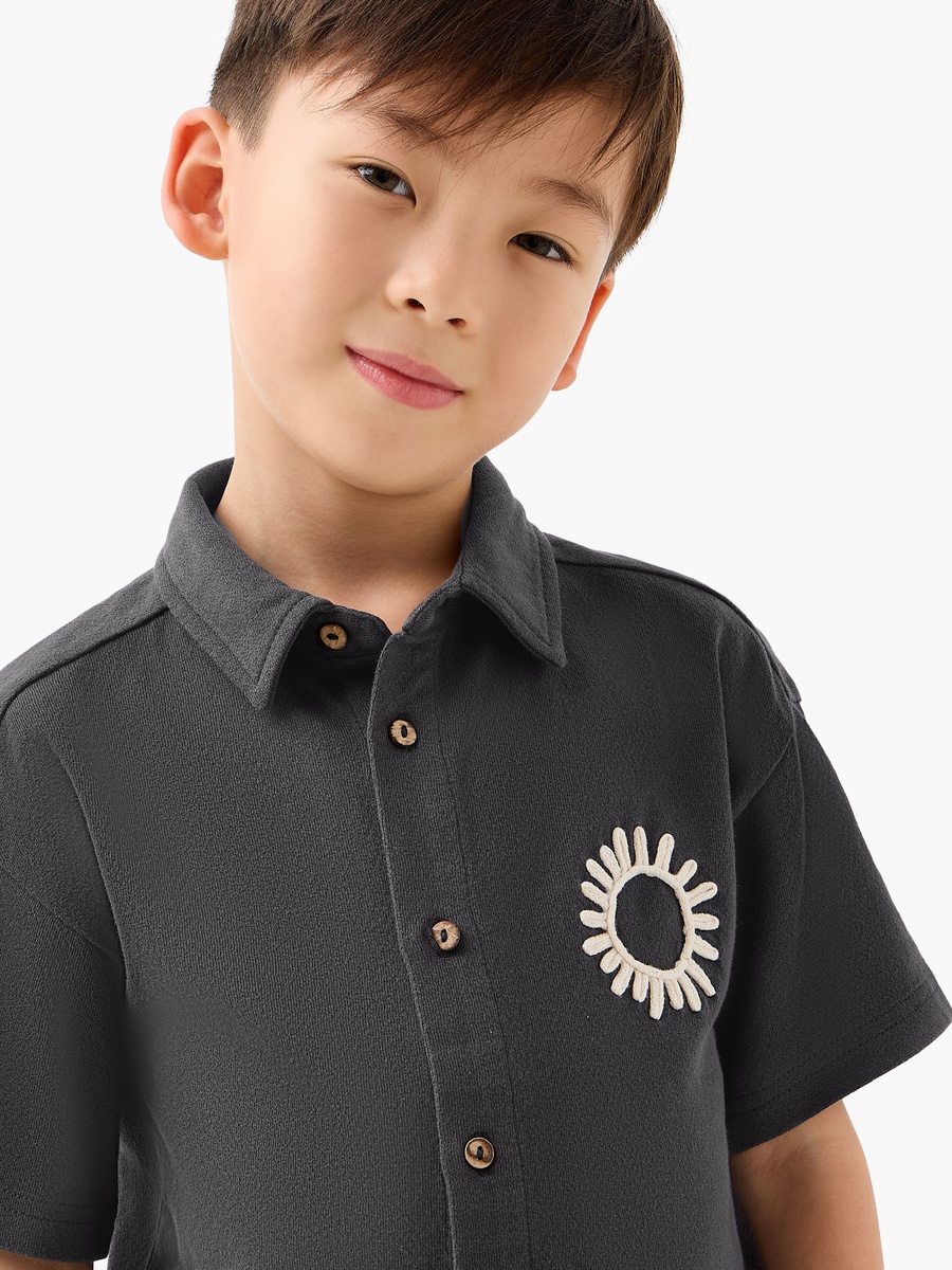Cotton Shirt and Shorts Set with Embroidery