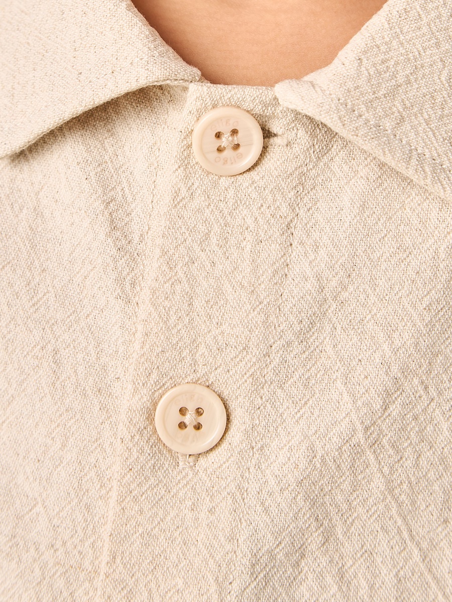 Collared Long Sleeves Shirt and Trousers Set with Textured Design