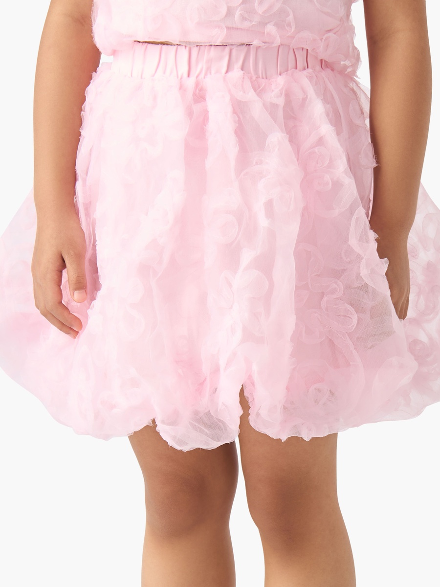 Crew Neck Short Sleeves Top and Skirt Set with Floral Texture