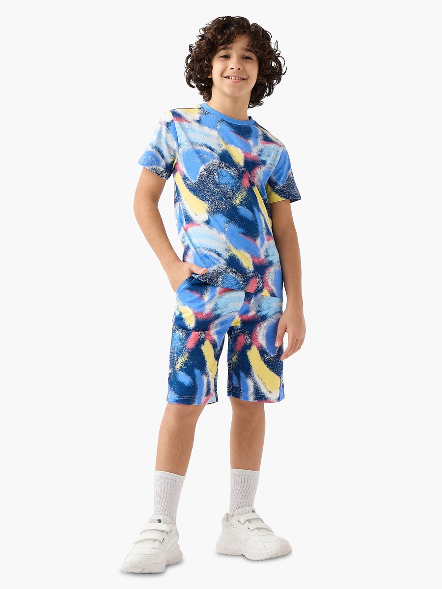 Set of 3 Crew Neck Short Sleeves T-Shirt and Shorts Set with Pockets