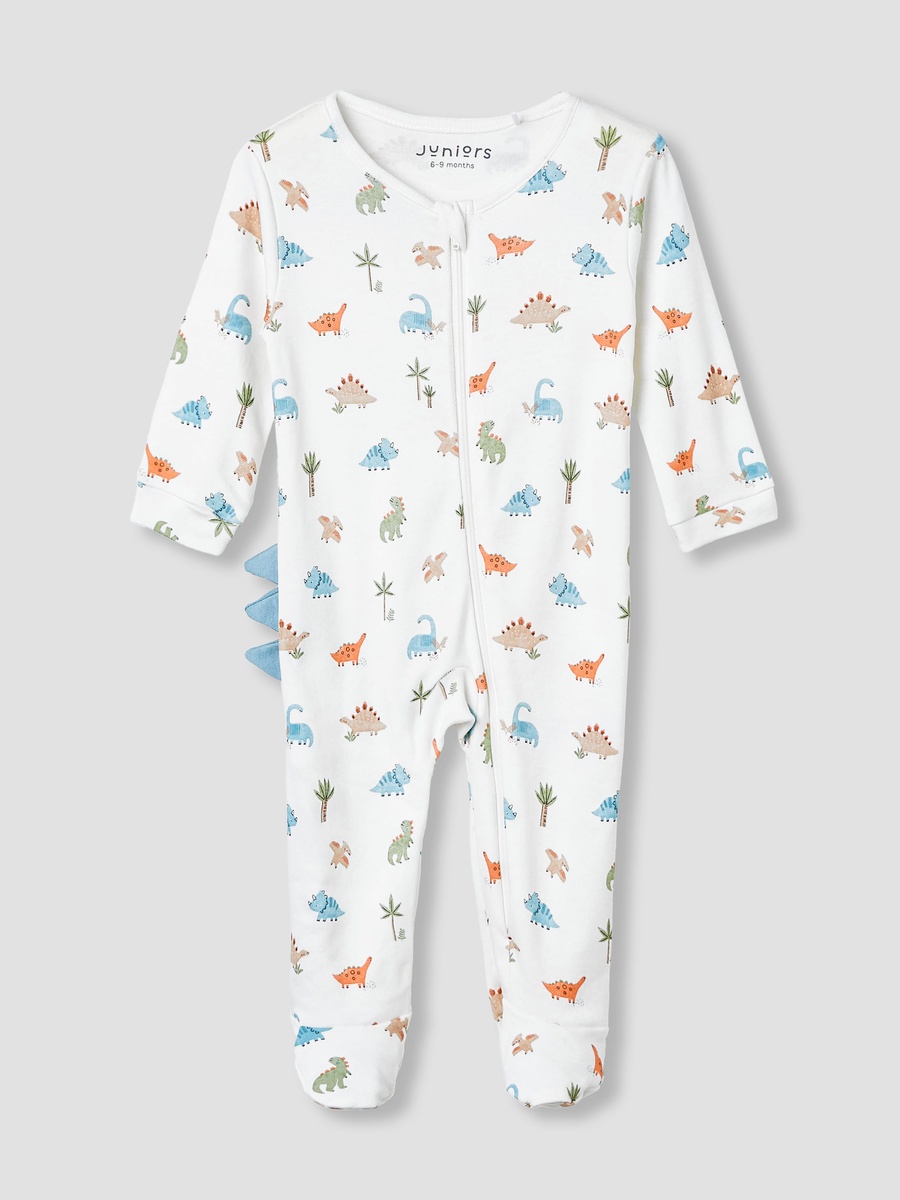 Dinosaur Print Sleepsuit with Long Sleeves