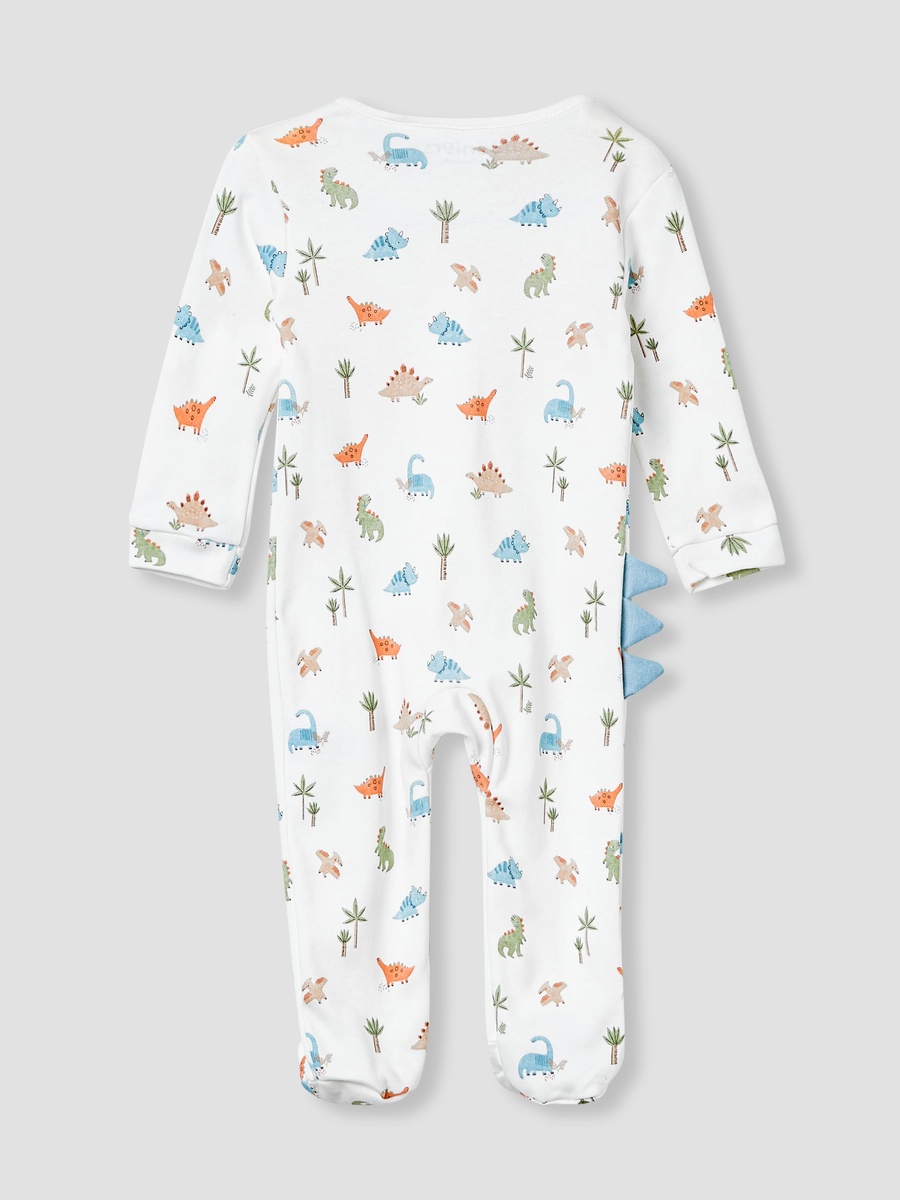 Dinosaur Print Sleepsuit with Long Sleeves